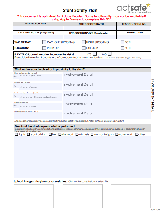 Stunt Safety Plan - Actsafe Safety Association