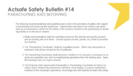 Parachuting and Skydiving Motion Picture Safety Awareness Bulletin