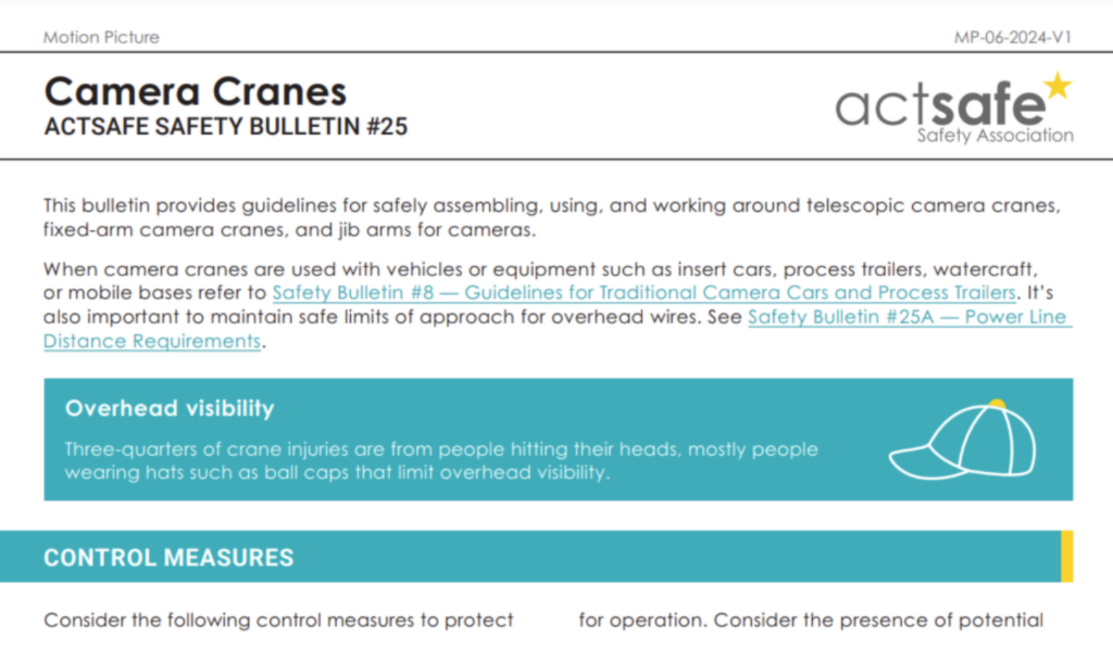 #25 Camera Cranes Safety Bulletin – Motion Picture