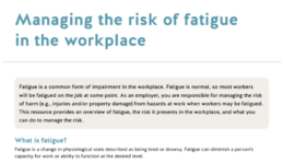 Managing the risk of Fatigue in the workplace