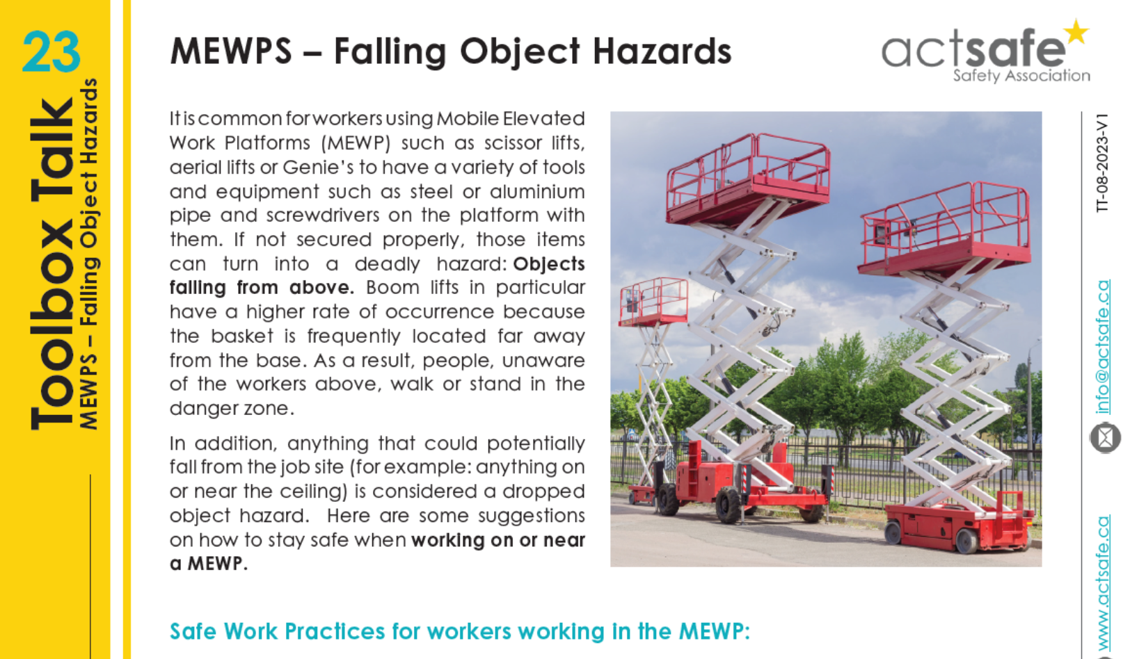 MEWPS Falling Object Hazard