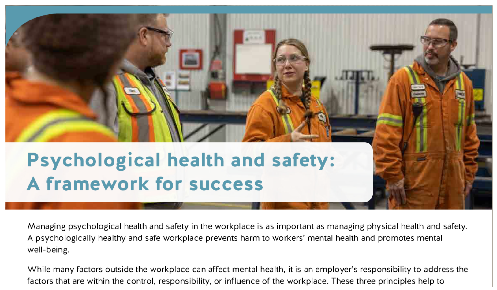 Psychological health and safety