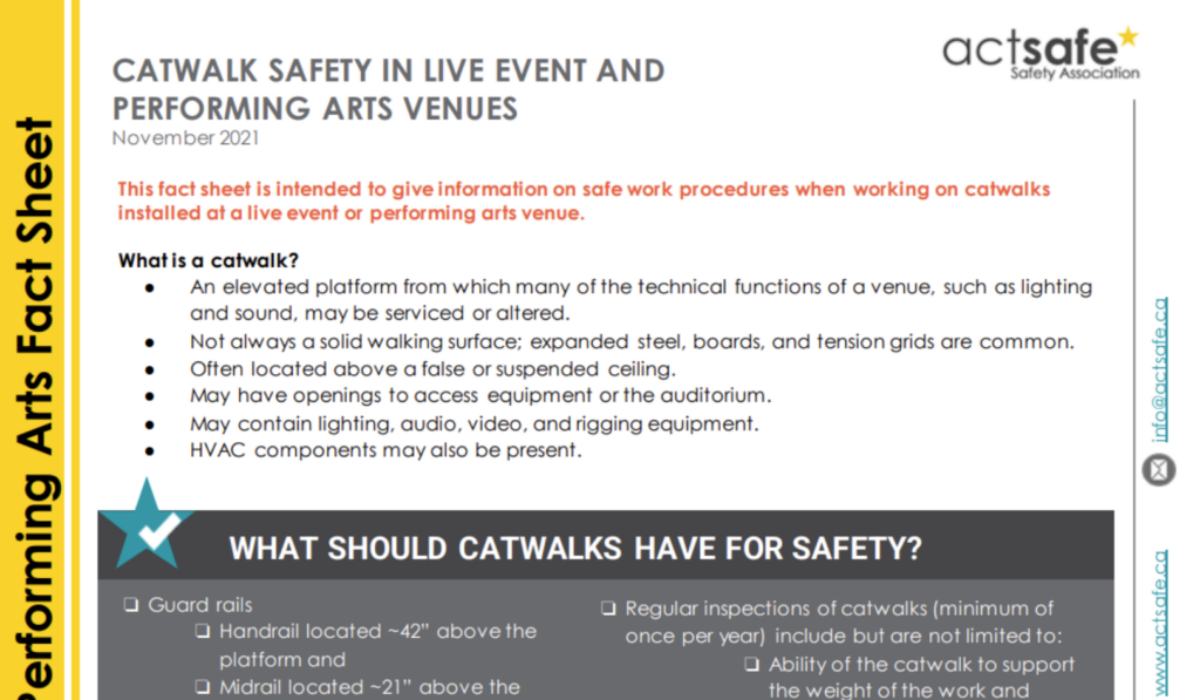 Catwalk Safety in Live Event and Performing Arts Venues