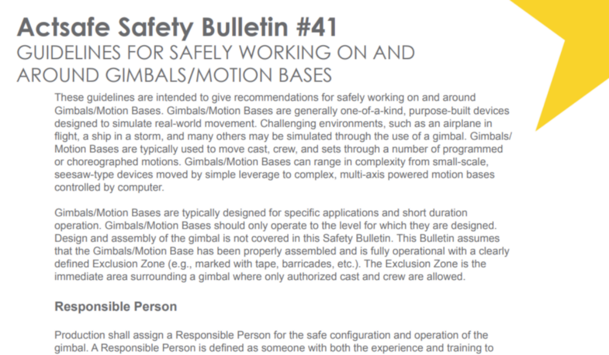 #41 Guidelines for Safely Working on and Around Gimbals/Motion Bases