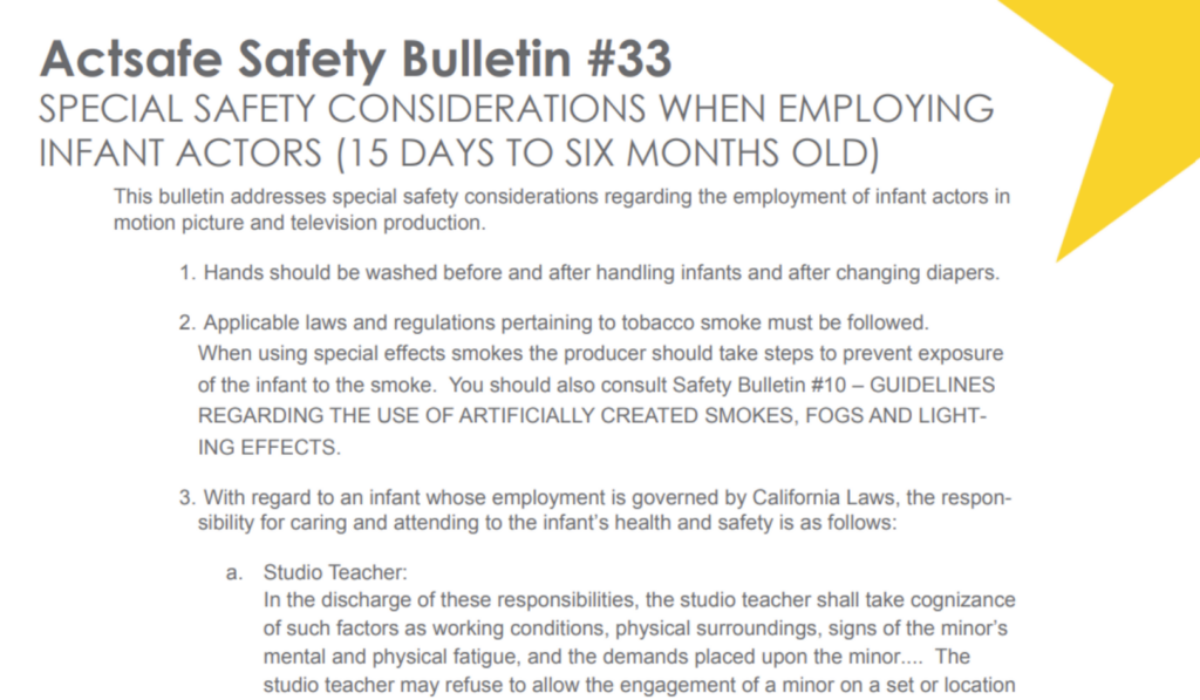 #33 Special Safety Considerations When Employing Infant Actors