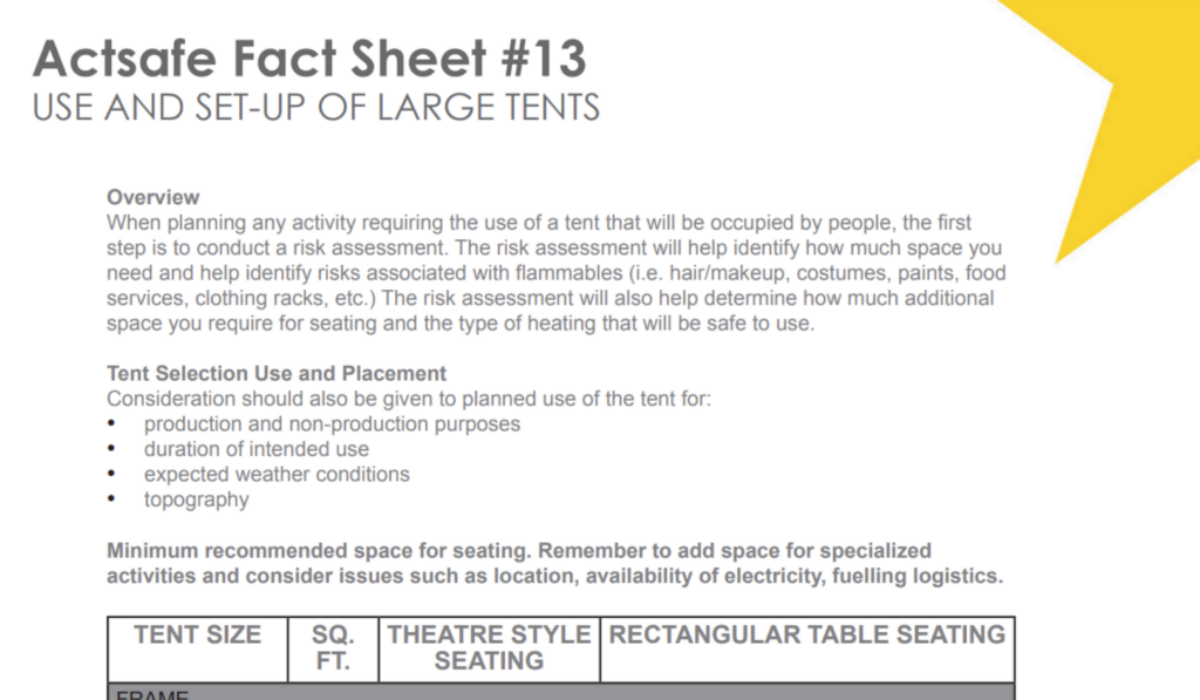 #13 Use and Set-up of Large Tents