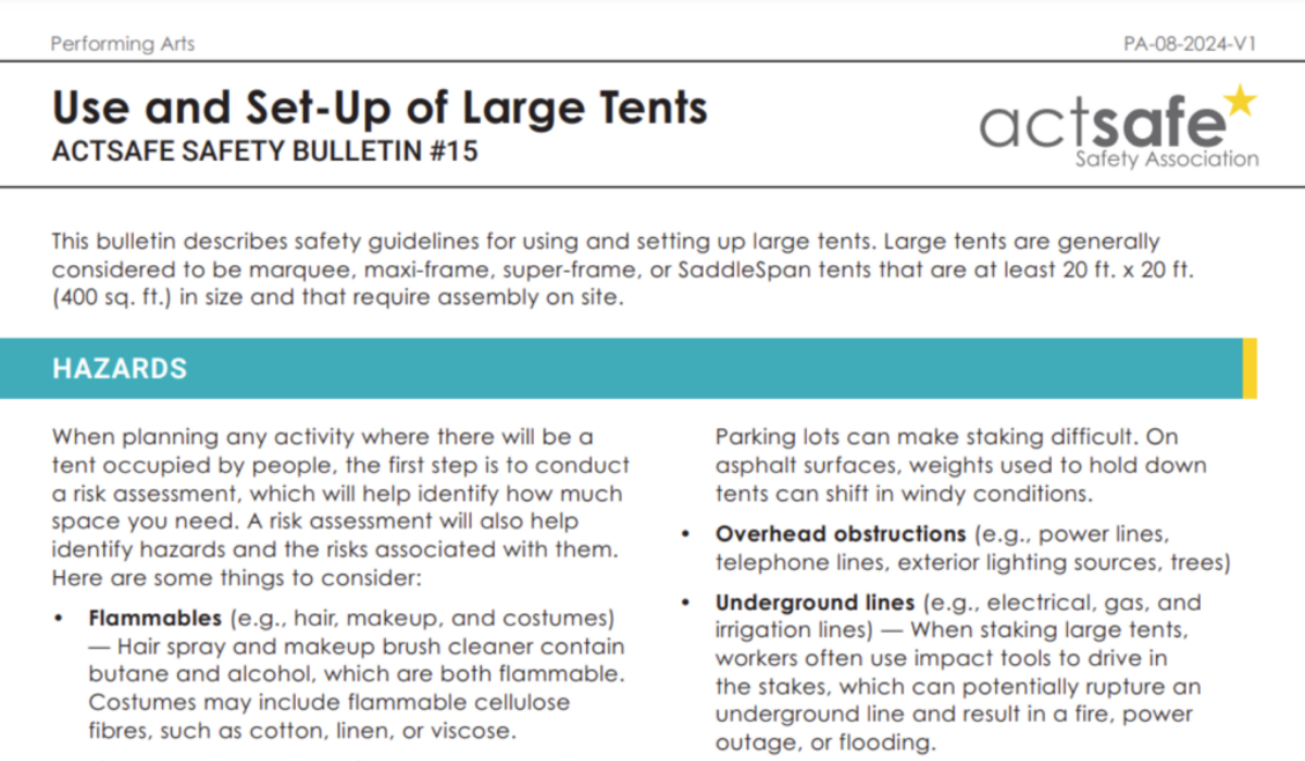 #15 Use and Set-Up of Large Tents