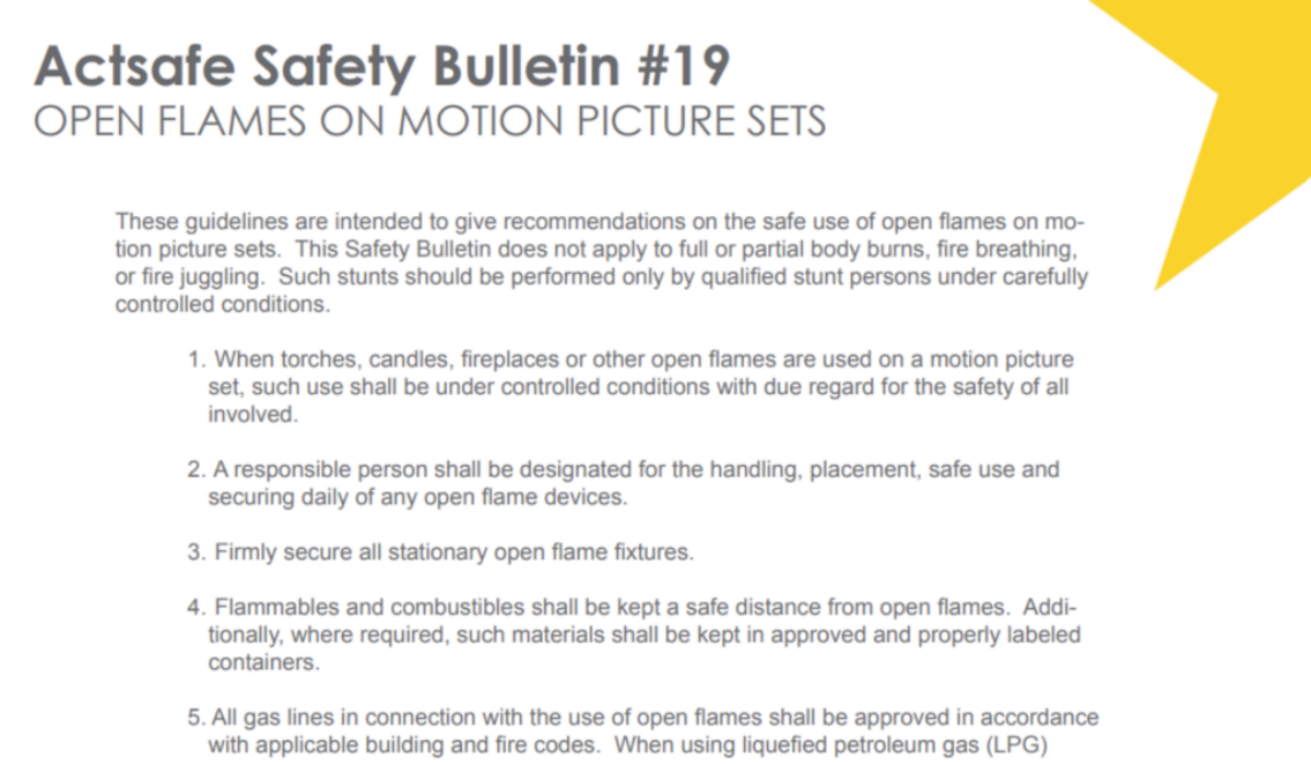 #19 Open Flames on Motion Picture Sets