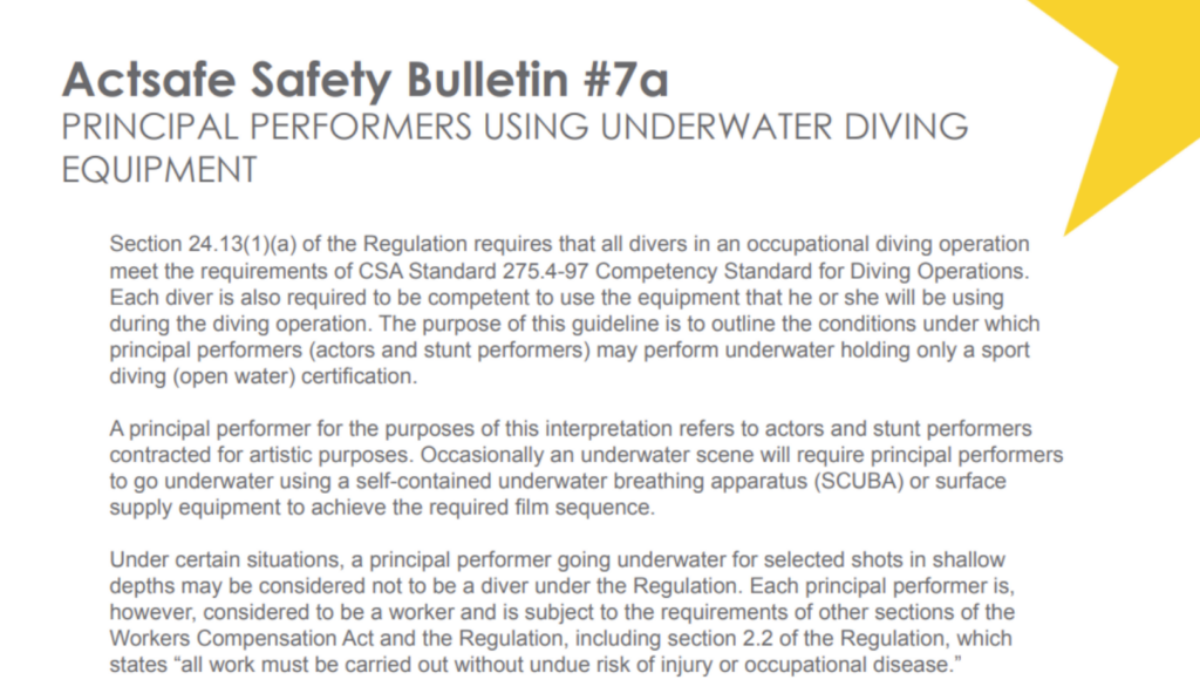 #7A Principal Performers Using Underwater Diving Equipment